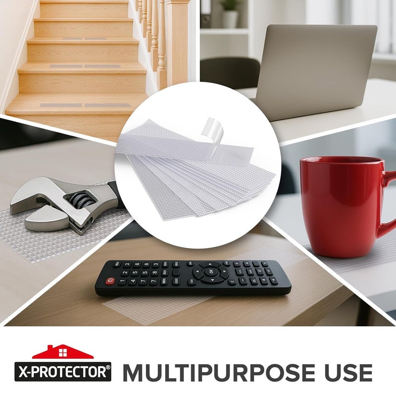 X-Protector Rubber Grip Tape Strips - 10 PCS Pack of Non-Abrasive Grip Stickers - 2"x8.5" Heavy-Duty Non Slip Adhesive Strips - Clear Waterproof Rubberized Grip Tape for Handles! - Image 3